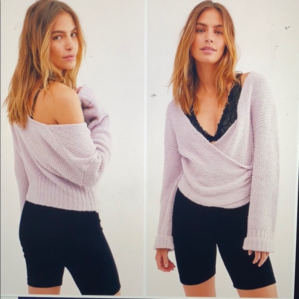 NWT Free People Sensual Wrap Sweater in Soft Lilac